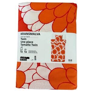KEA KRANSMALVA Orange & White Floral Twin Duvet Cover & PIllowcase